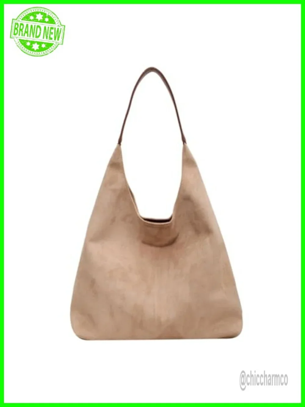 Faux Suede Slouchy Hobo Handbag Work Tote Shoulder Bag
